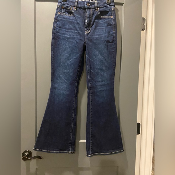 American Eagle Dark Wash super high rise curvy flare - Picture 1 of 5